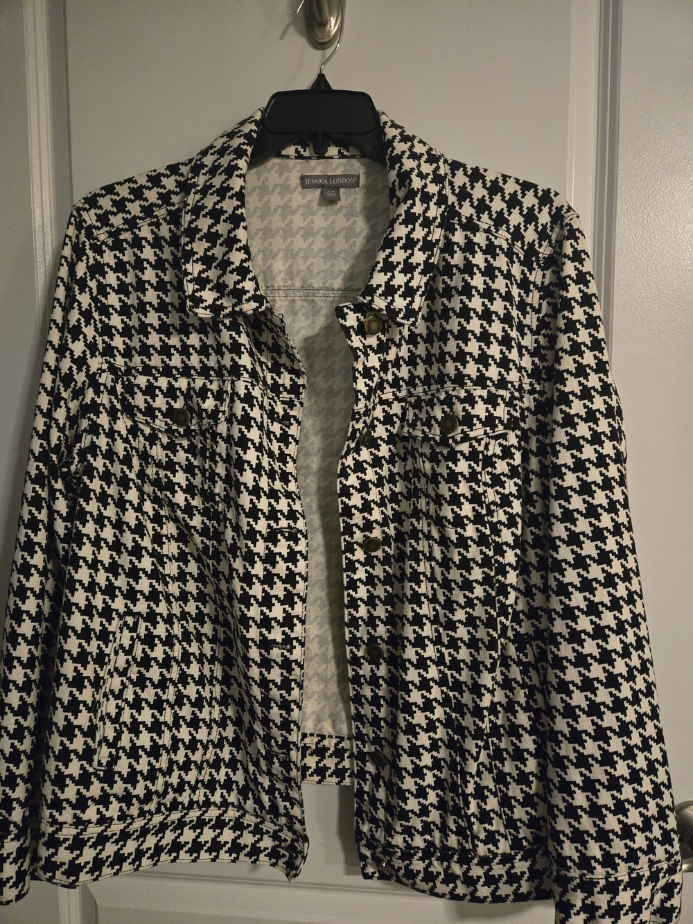 Jessica London Houndstooth Denim Jacket, Size 22W